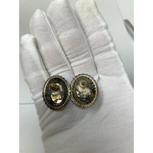 Vintage Richard Begay Sterling Silver Turquoise Earring Studs Oval Stamped RB - Picture 4 of 7